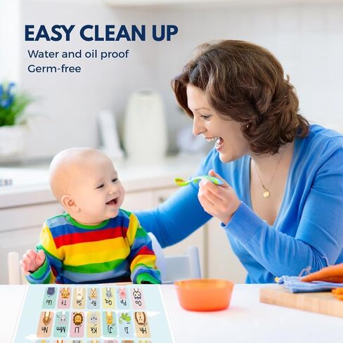 Disposable Stick-on Placemats 40 Pack for Baby & Kids, Restaurant Table Mats 12" x 18" Sticky Place Mats, Toddler Baby Placemat, Animal Alphabet Theme in Saudi Arabia