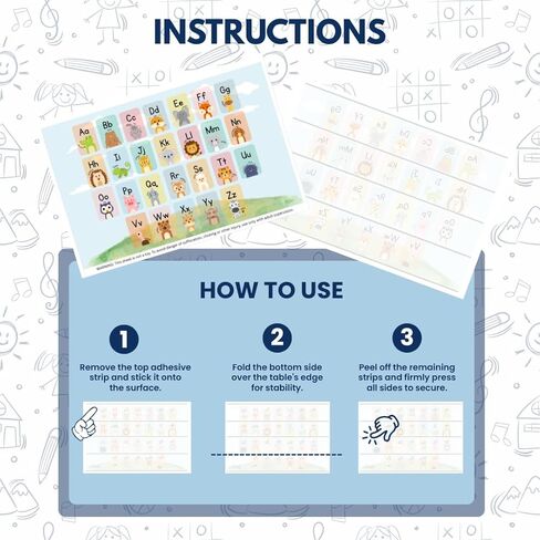 Disposable Stick-on Placemats 40 Pack for Baby & Kids, Restaurant Table Mats 12" x 18" Sticky Place Mats, Toddler Baby Placemat, Animal Alphabet Theme in Saudi Arabia