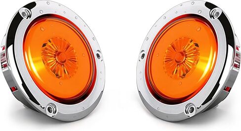 NEW SUN 4-Pack Premium 2 بوصة مصابيح LED مستديرة، مقاومة للماء IP67، تصميم هالة ونيون، إطار من الكروم المقاوم للصدأ، حامل شفة لمقطورة المرافق، العربة، الشاحنة، البيك اب، القوارب، الأحمر والعنبر in Kuwait