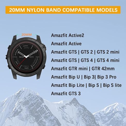 2 Packs Nylon Bands Compatible with Amazfit Active 2/Active/GTR mini/GTS 2 2e 3 4/GTS 2 4mini,20mm Quick Release Wavy Nylon Sport Loop Bands For Amazfit Bip 3/3 Pro/U/U Pro/S/S Lite in Saudi Arabia