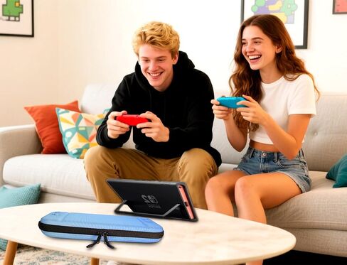 حقيبة حمل JIAMEIXING لجهاز Nintendo Switch 2 (2025) - حافظة صلبة لطيفة مضادة للصدمات، واقي شاشة من الزجاج المقسى وصندوق تخزين لبطاقات الألعاب وملحقاتها (أزرق) in Kuwait