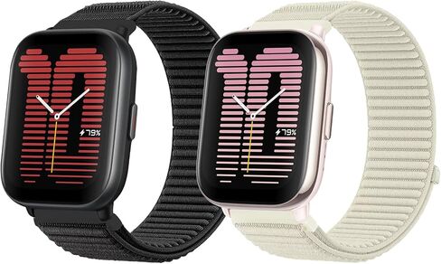 2 Packs Nylon Bands Compatible with Amazfit Active 2/Active/GTR mini/GTS 2 2e 3 4/GTS 2 4mini,20mm Quick Release Wavy Nylon Sport Loop Bands For Amazfit Bip 3/3 Pro/U/U Pro/S/S Lite in Saudi Arabia