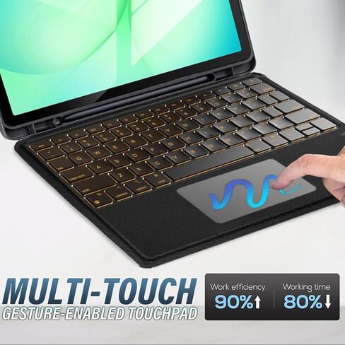 حافظة لوحة مفاتيح بإضاءة خلفية لجهاز Samsung Galaxy Tab A11+ Plus/A9+ Plus مقاس 11 بوصة، لوحة مفاتيح بإضاءة خلفية بـ 7 ألوان مع مسند متعدد الزوايا غطاء مغناطيسي قابل للفصل لجهاز Tab A9+ 2023/A11+ 2025 in Saudi Arabia