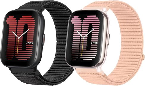 2 Packs Nylon Bands Compatible with Amazfit Active 2/Active/GTR mini/GTS 2 2e 3 4/GTS 2 4mini,20mm Quick Release Wavy Nylon Sport Loop Bands For Amazfit Bip 3/3 Pro/U/U Pro/S/S Lite in Saudi Arabia