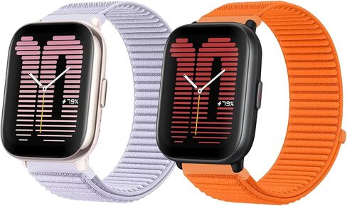 2 Packs Nylon Bands Compatible with Amazfit Active 2/Active/GTR mini/GTS 2 2e 3 4/GTS 2 4mini,20mm Quick Release Wavy Nylon Sport Loop Bands For Amazfit Bip 3/3 Pro/U/U Pro/S/S Lite in Saudi Arabia