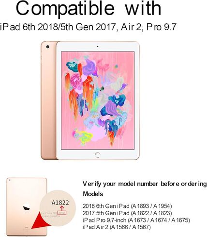 iPad 9.7 Keyboard Case with Touchpad & Built-in Stand, Bluetooth Wireless for iPad 6th 2018/5th Gen 2017, Air 2, Pro 9.7, Ultra-Light 423g in Saudi Arabia