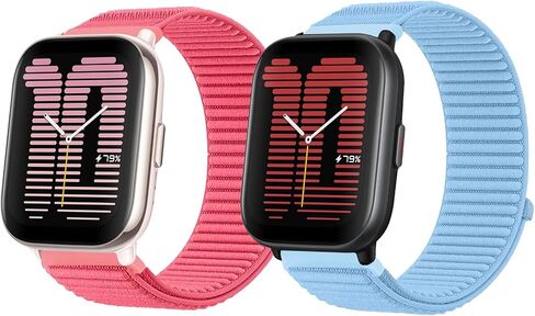 2 Packs Nylon Bands Compatible with Amazfit Active 2/Active/GTR mini/GTS 2 2e 3 4/GTS 2 4mini,20mm Quick Release Wavy Nylon Sport Loop Bands For Amazfit Bip 3/3 Pro/U/U Pro/S/S Lite in Saudi Arabia