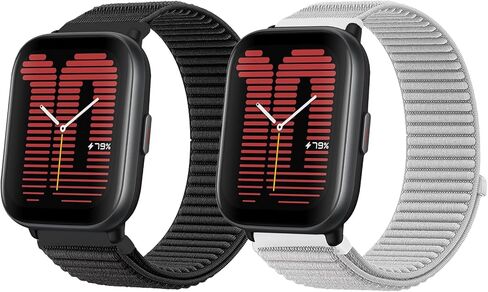 2 Packs Nylon Bands Compatible with Amazfit Active 2/Active/GTR mini/GTS 2 2e 3 4/GTS 2 4mini,20mm Quick Release Wavy Nylon Sport Loop Bands For Amazfit Bip 3/3 Pro/U/U Pro/S/S Lite in Saudi Arabia