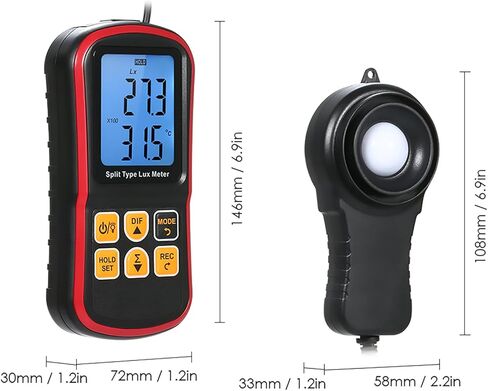 Light Meter, Handheld Digital Illuminance Meter Photography Light Meter Plant Light Meter with LCD Display for Lighting Intensity Brightness Measurement (Type B) in Saudi Arabia