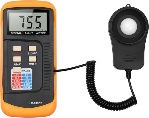 LCD Display Light Meter Handheld Illuminance Meter ABS Wide Range Meter for Industrial Use, Without Battery in Saudi Arabia
