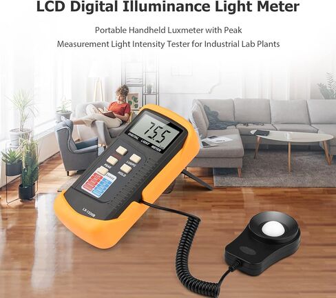 LCD Display Light Meter Handheld Illuminance Meter ABS Wide Range Meter for Industrial Use, Without Battery in Saudi Arabia