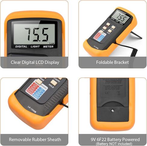 LCD Display Light Meter Handheld Illuminance Meter ABS Wide Range Meter for Industrial Use, Without Battery in Saudi Arabia
