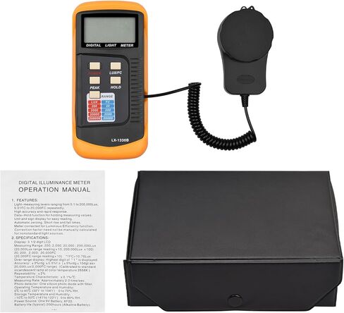 LCD Display Light Meter Handheld Illuminance Meter ABS Wide Range Meter for Industrial Use, Without Battery in Saudi Arabia