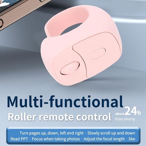 Tangxi Bluetooth Remote Scrolling Ring for Phone, Wireless Page Turner, Bluetooth Camera Video Recording Remote, Compatible with iOS & Android Phone, Tablet (Pink) in Saudi Arabia
