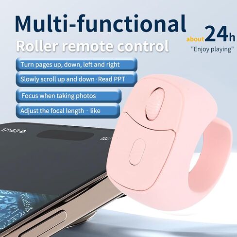 Tangxi Bluetooth Remote Scrolling Ring for Phone, Wireless Page Turner, Bluetooth Camera Video Recording Remote, Compatible with iOS & Android Phone, Tablet (Pink) in Saudi Arabia