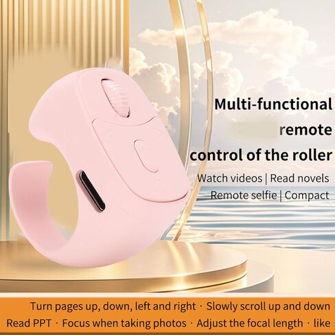 Tangxi Bluetooth Remote Scrolling Ring for Phone, Wireless Page Turner, Bluetooth Camera Video Recording Remote, Compatible with iOS & Android Phone, Tablet (Pink) in Saudi Arabia