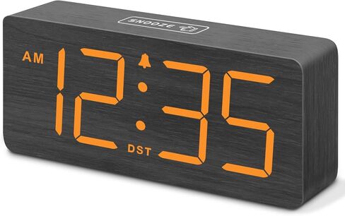 Dreamsky Wooden Digital Clock لغرفة النوم - ساعات المكتب مع أعداد كبيرة لغرفة المعيشة ، المكتب ، باهتة ، منفذ USB ، إنذار مرتفع للنوم الثقيل مع التحكم في المجلد ، ديكور الخشب والهدايا in Saudi Arabia