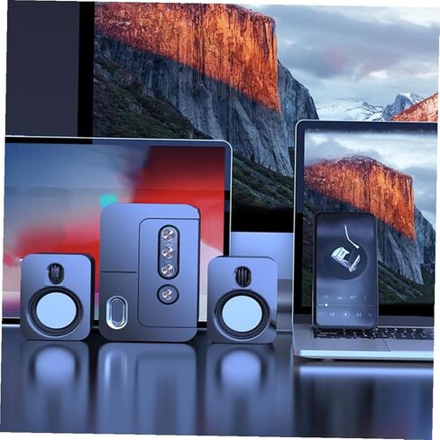 مكبر صوت للكمبيوتر المحمول USB من MERRYHAPY، صندوق مكبر صوت سلكي للوسائط المتعددة مع صوت محيطي ثلاثي الأبعاد وباس عميق، مكبر صوت أسود محمول للاستخدام في المكتب والمنزل والدراسة in Kuwait