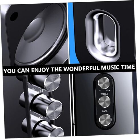 مكبر صوت للكمبيوتر المحمول USB من MERRYHAPY، صندوق مكبر صوت سلكي للوسائط المتعددة مع صوت محيطي ثلاثي الأبعاد وباس عميق، مكبر صوت أسود محمول للاستخدام في المكتب والمنزل والدراسة in Kuwait