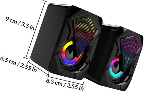 سماعات كمبيوتر TEHAUX USB زوج واحد، صندوق صوت صوتي محمول صغير الحجم للمكتب المنزلي مع حجم كبير، مكبر صوت سلكي RGB LED للألعاب لسطح المكتب متوافق مع نمط عشوائي DC5v in Kuwait