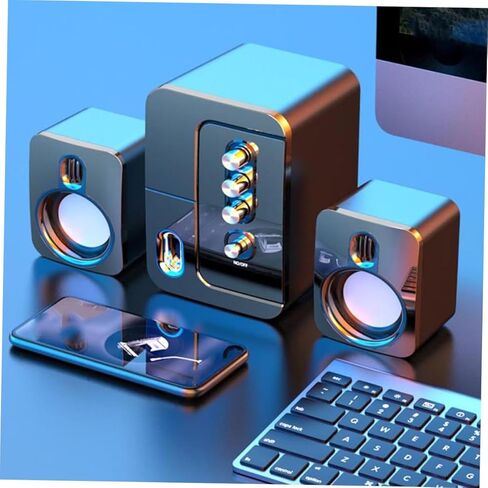 سماعات الكمبيوتر المحمولة Vaguelly USB لأجهزة الكمبيوتر المحمول وسطح المكتب ومكبر صوت ستيريو سلكي مدمج مع صوت محيطي ثلاثي الأبعاد وصوت جهير عميق للاستخدام في المنزل والمكتب in Kuwait