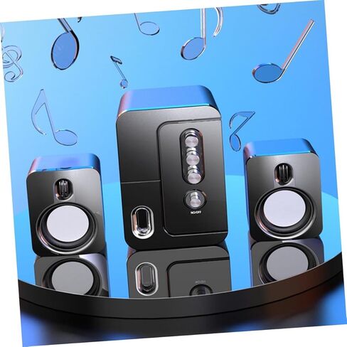 مكبر صوت للكمبيوتر المحمول USB مع صوت محيطي ثلاثي الأبعاد وجهير عميق، مكبر صوت موسيقى محمول يعمل بمنفذ USB للاستخدام في المنزل والمكتب، أسود in Kuwait