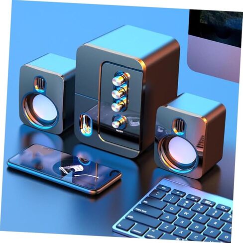 مكبر صوت للكمبيوتر المحمول USB مع صوت محيطي ثلاثي الأبعاد وجهير عميق، مكبر صوت موسيقى محمول يعمل بمنفذ USB للاستخدام في المنزل والمكتب، أسود in Kuwait