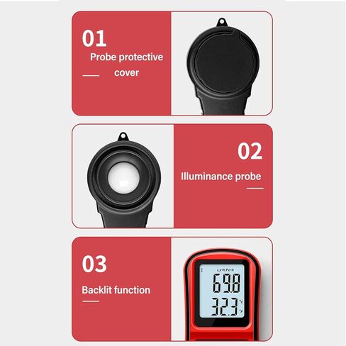 مقياس إضاءة رقمي عالي الحساسية، ومقياس إضاءة Luxmeter مع نطاق قياس واسع، وشاشة LCD بإضاءة خلفية، ووضع النوم التلقائي للمكاتب، والمصابيح الأمامية للسيارة، in Kuwait