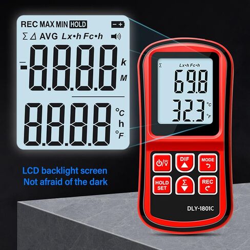 مقياس إضاءة رقمي عالي الحساسية، ومقياس إضاءة Luxmeter مع نطاق قياس واسع، وشاشة LCD بإضاءة خلفية، ووضع النوم التلقائي للمكاتب، والمصابيح الأمامية للسيارة، in Kuwait