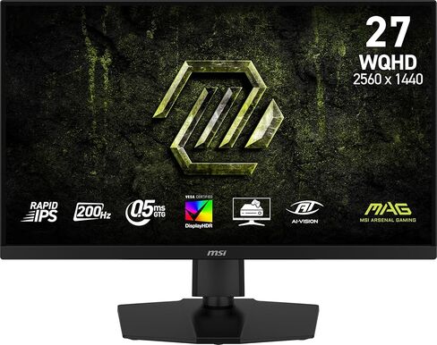 شاشة ألعاب msi MAG 274QPF E20 مقاس 27 بوصة 2560 × 1440 (WQHD)، 200 هرتز، مزامنة AMD Adaptive Sync، جاهزة لـ HDR، HDMI، منفذ VGA، قابل للتركيب على VESA، قابلة للإمالة، إطار نحيف من 4 جوانب، 0.5 مللي ثانية، أسود in Saudi Arabia
