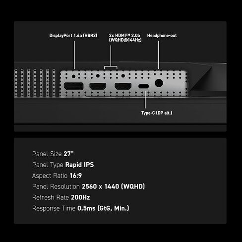 شاشة ألعاب msi MAG 274QPF E20 مقاس 27 بوصة 2560 × 1440 (WQHD)، 200 هرتز، مزامنة AMD Adaptive Sync، جاهزة لـ HDR، HDMI، منفذ VGA، قابل للتركيب على VESA، قابلة للإمالة، إطار نحيف من 4 جوانب، 0.5 مللي ثانية، أسود in Saudi Arabia