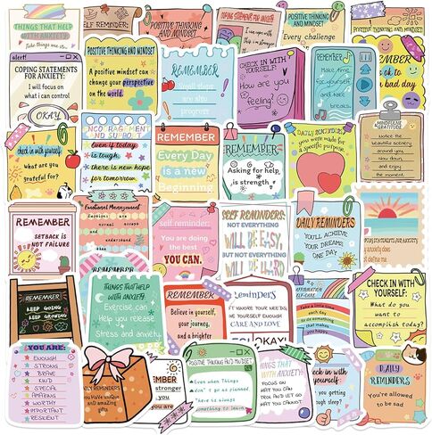 50PCS Self Love Gifts Sticker Pack, Self Care for Adult Women Teens Vinyl Positive Affirmation for Water Bottles Laptop Scrapbook Journal (Self-Care) in Kuwait