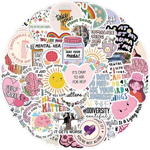 50PCS Self Love Gifts Sticker Pack, Self Care for Adult Women Teens Vinyl Positive Affirmation for Water Bottles Laptop Scrapbook Journal (Self-Care) in Kuwait