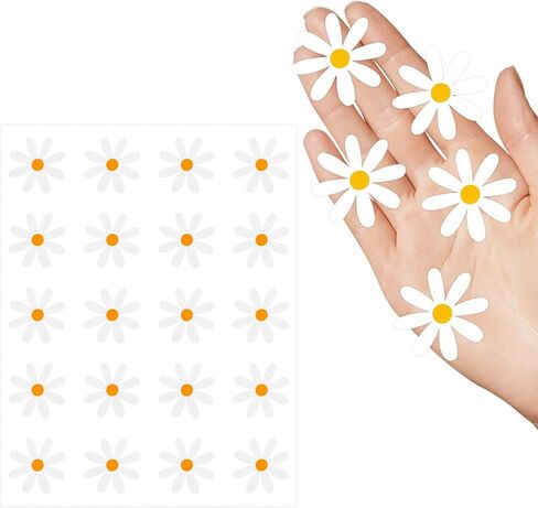 200pcs Cute Aesthetic Flower Decals Little Daisy Stickers Small White Spring Floral Party Supplies Favors for Laptop Water Bottle Phone Car Easter Birthday Wedding Bridal Retro Hippie Decor Christmas in Saudi Arabia