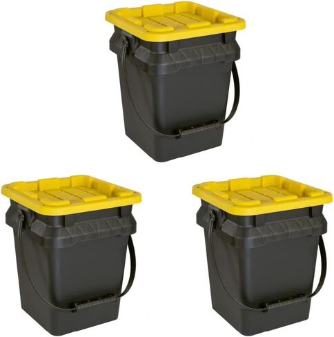 CX أسود وأصفر، حاوية تخزين متينة سعة 12 جالونًا وغطاء محكم الإغلاق، (12.51 ارتفاعًا × 16.3 عرضًا × 21.8 عمقًا)، تصميم مقاوم للطقس وحقيبة تنظيم قابلة للتكديس [4 عبوات] in Kuwait