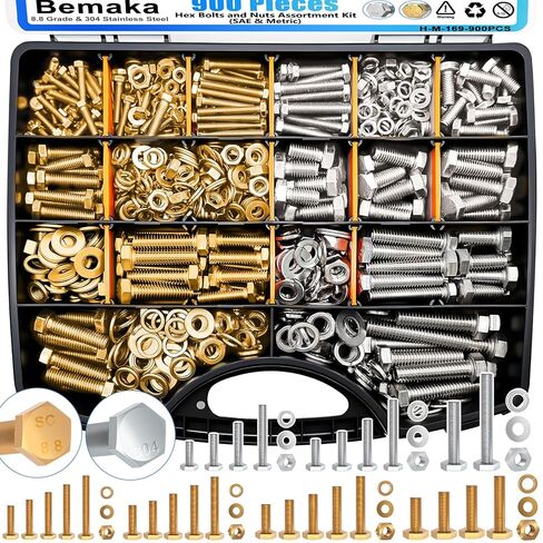 مجموعة Bemaka 400 قطعة من مسامير الشفة المترية، مجموعة متنوعة من الصواميل والمسامير، 10.9 درجة M6x1.0، M8x1.25، M10x1.5 مسمار متري، مجموعة مسامير وصواميل سداسية سوداء (12 مم إلى 45 مم) in Kuwait