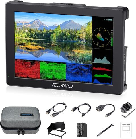 FEELWORLD T7 PRO 7 Inch 2000 nit DSLR Camera Field Monitor Ultra-Bright with Waveform, Vectorscope, False Color, Focus Peaking, HDR Preview & HDMI Loop-Out ， F750 4400mAh Battery and Bag in Saudi Arabia