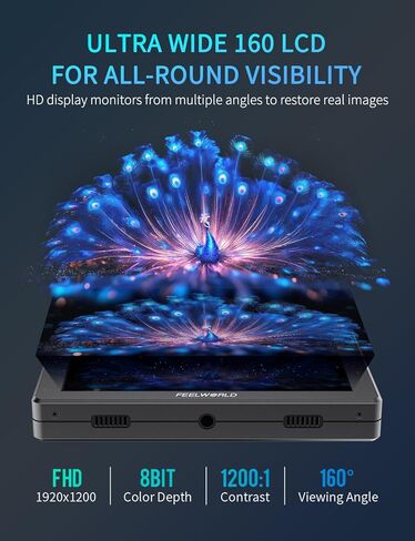 FEELWORLD T7 PRO 7 Inch 2000 nit DSLR Camera Field Monitor Ultra-Bright with Waveform, Vectorscope, False Color, Focus Peaking, HDR Preview & HDMI Loop-Out ， F750 4400mAh Battery and Bag in Saudi Arabia