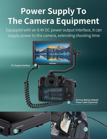 شاشة FEELWORLD S55E مقاس 5.5 بوصة DSLR الميدانية ثلاثية الأبعاد LUT مدمجة عالية الدقة 1920x1152 IPS لمساعدة الفيديو على التركيز مع 4K60 هرتز HDMI 8.4 فولت تيار مستمر مدخلات/مخرجات تتضمن بطارية F550 4400 مللي أمبير في الساعة وذراع إمالة ومظلة in Saudi Arabia