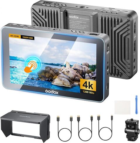 Godox GM6S Pro Kit2 5.5" Camera Monitor, 2000nit Ultra Bright IPS Touch Screen, 1920x1080 99.9% Rec.709, 4K HDMI in/Out 3D LUT, All-Metal Body with Sunshade Hood & 3 HDMI Cables in Saudi Arabia