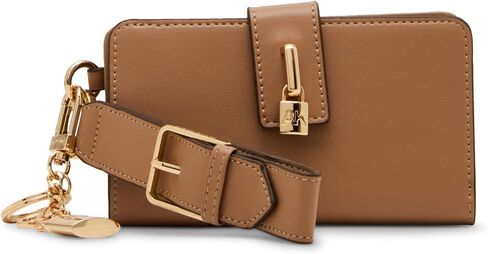 Anne Klein Womens 2 Piece Gift Set with Lock Wristlet and AK Bag Charm, Black in Kuwait