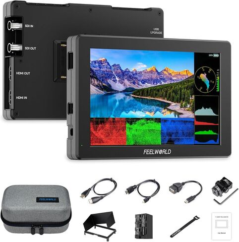 FEELWORLD T7 PRO 7 Inch 2000 nit DSLR Camera Field Monitor Ultra-Bright with Waveform, Vectorscope, False Color, Focus Peaking, HDR Preview & HDMI Loop-Out ， F750 4400mAh Battery and Bag in Saudi Arabia
