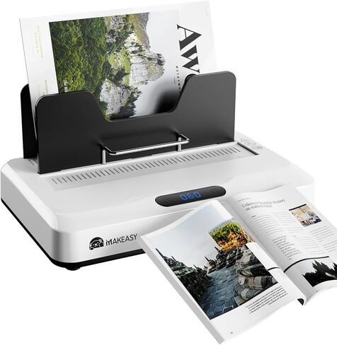 MAKEASY Pink Thermal Binding Machine 500 Sheets Capacity, Digital Touch Panel, Air Cooling, Electric Thermal Binder for A4//A5/Letter Size Documents, Come with 10 PCS Binding Covers in Saudi Arabia