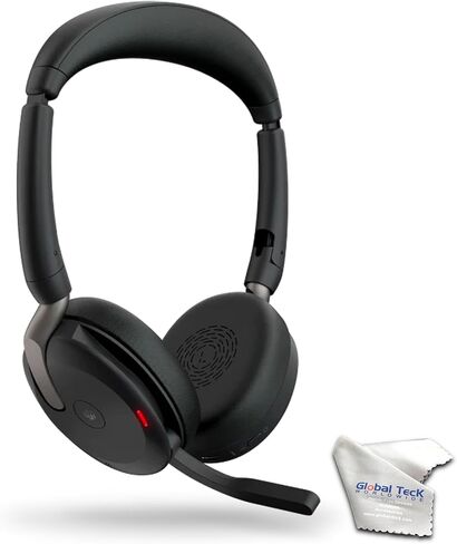 سماعة جابرا Evolve2 65 Flex MS ستيريو بلوتوث بخاصية إلغاء الضوضاء (Link380a) متوافقة مع أجهزة Mac والهواتف الذكية والأجهزة اللوحية - مع قماش GTW Microfiber وخطة دعم Global Teck Gold in Saudi Arabia