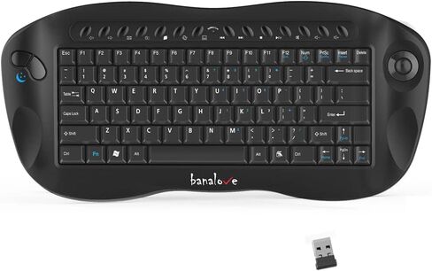 Wireless Keyboard with Trackball, 2.4G Handheld Multimedia Keyboard Built in Trackball, Scroll Wheel & Hotkeys for HTPC, Smart TV, Laptop, Desktop, Compatible with Windows, Mac, Android (Black) in Saudi Arabia