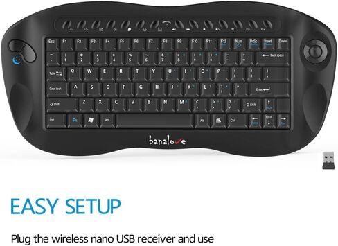 Wireless Keyboard with Trackball, 2.4G Handheld Multimedia Keyboard Built in Trackball, Scroll Wheel & Hotkeys for HTPC, Smart TV, Laptop, Desktop, Compatible with Windows, Mac, Android (Black) in Saudi Arabia