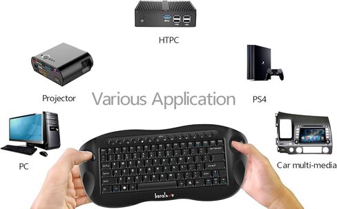 Wireless Keyboard with Trackball, 2.4G Handheld Multimedia Keyboard Built in Trackball, Scroll Wheel & Hotkeys for HTPC, Smart TV, Laptop, Desktop, Compatible with Windows, Mac, Android (Black) in Saudi Arabia