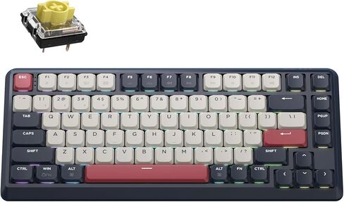 Keychron KJ1 Low Profile Wireless Mechanical Keyboard, 2.4 GHz Bluetooth QMK 75% Layout RGB, Hot-swappable Red Switch Compatible with Mac Windows Linux, 2000mAh Fast Charge for Gaming - Dark Blue in Saudi Arabia