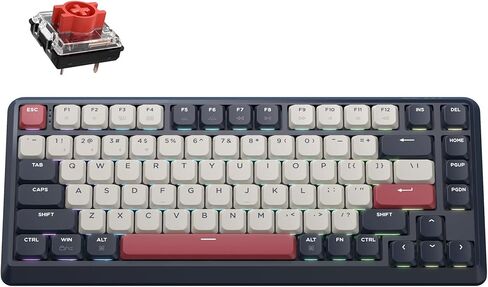 Keychron KJ1 Low Profile Wireless Mechanical Keyboard, 2.4 GHz Bluetooth QMK 75% Layout RGB, Hot-swappable Red Switch Compatible with Mac Windows Linux, 2000mAh Fast Charge for Gaming - Dark Blue in Saudi Arabia
