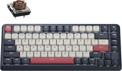 Keychron KJ1 Low Profile Wireless Mechanical Keyboard, 2.4 GHz Bluetooth QMK 75% Layout RGB, Hot-swappable Red Switch Compatible with Mac Windows Linux, 2000mAh Fast Charge for Gaming - Dark Blue in Saudi Arabia